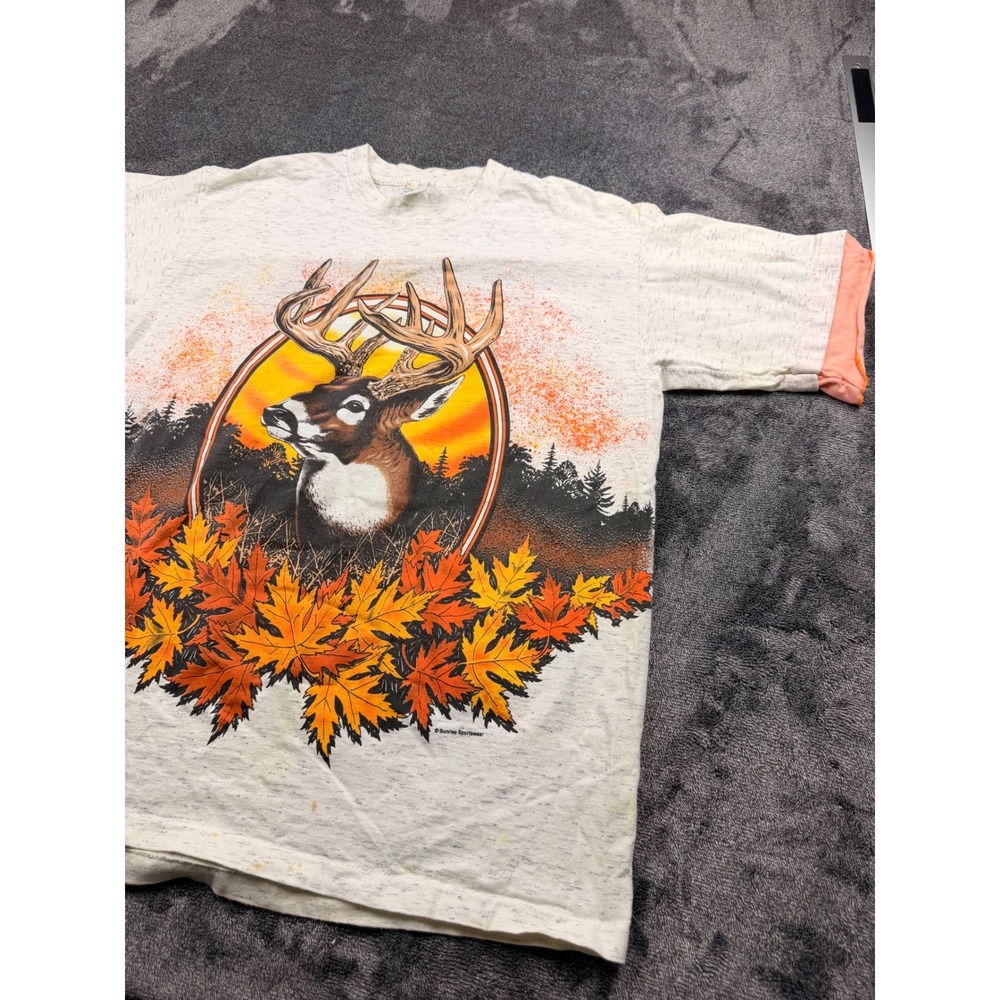 Vintage Sunrise Sportswear Deer All Over Print T-Shirt Mens Large Made in USA
